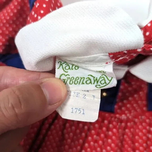 Vintage Kate Greenaway Dress Baby Girls Size 12m Red Polka Dot - Picture 5 of 5